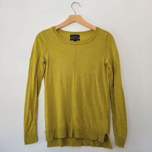 Banana Republic 100% Extrafine Merino Yellow/Green Sweater Knit Small Heather